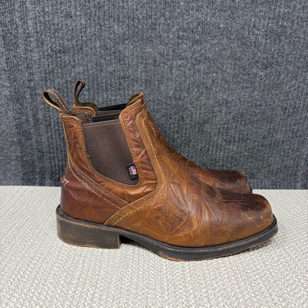 Sureway Western Chelsea Cowboy Boots Brown Leather Square Toe Men’s 7.5 / 9.5 W